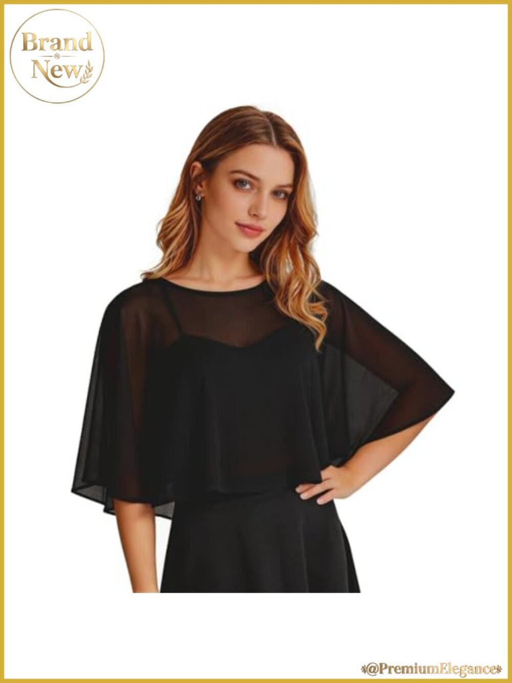 Chiffon Capelet Soft Shawl Wrap for Evening Dress Wedding Formal Cover Up